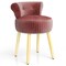 Velvet Vanity Chair with Tufted Back Rubber Wood Frame Small Makeup Stool for Bedroom